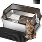 Suhaco Stainless Steel Litter Box Side Entry, Kitty Litter Mat and White Scoop Included Covered Metal High Sided Extra Large Cat Litter Box with Lid Removable Enclosure for Medium Cats (Tall Black)