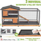 GUTINNEEN 2-Story Rabbit Hutch with Chew-Proof Full Metal Frame for Indoor/Outdoor - 62" Bunny Cage with 6 Locking Casters & 2 Pull-Out Trays for Rabbits, Guinea Pigs, Small Pets (Brown)