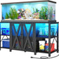 DWVO Reptile Tank Stand Aquarium Stand with Power Outlet & LED Light, 75/90/120 Gallon Terrarium Stand Cabinet - Heavy Duty Fish Tank Stand for Turtle Tank, Reptile Terrarium, 2000LBS Capacity, Black