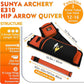 SUNYA Archery Hip Quiver for Arrows. Includes 3 Tubes Arrow Holder, Accessories Pockets and Waist Belt. Fit for Compound and Recurve Bow Practice.