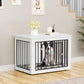 YITAHOME 38.2" L Dog Crate Furniture for Large Dogs, 2-in-1 Iron-Wood Fusion Dog cage Indoor up to 60 lb, Side End Table, Modern Dogs Kennel with Waterproof Top, Safety Corners,Steel Lock,White