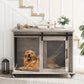 Dog Crate Furniture,37 Inch Indoor Dog Cage with Sliding Barn Door, Flip Top Dog Kennel End Table with Removable Divider, Farmhouse Wooden Pet House for Small to Middle Size Dogs
