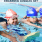 Kids Swim Goggles, Swimming Goggles for Kids Toddlers 3-14 with Swim Cap, Nose Clip, Nose Bridge, Ear Plugs