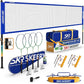 Professional Badminton Set with Winch System,Portable Badminton Net includes Carbon Aluminum Badminton Rackets Set of 4,3 Shuttlecocks and Carrying Bag,Badminton Sets for Backyards,Beach