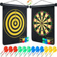 Magnetic Dart Board with 24pcs Darts,Indoor Outdoor Dart Game for Kids and Adults，2in1 Rollup Safe Dart Flights Toys Set for 3-12 Year Old Boys Girls Christmas Birthday Gifts