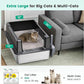 Tripamin XXL Stainless Steel Litter Box with High Sides 26"x18"x12" Extra Large Metal Litter Box for Big Cats & Multiple cat, Jumbo Top Entry Litter Pan with lid (Black, XX-Large)