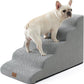 Wide Dog Stairs 19.7" Width, Pet Step for Small/Medium/Large Dog, Puppy or Cat, Pet Ramp for High Bed or Car, High Density Foam Ladder, 19.7x33x22.4 in, Stable, 5 Step, Grey
