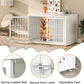 48" Heavy Duty Dog Crate Furniture for Large Dogs, Metal Cage for High Anxiety Dogs, Wooden Kennel Furniture Indoor, Decorative Dog Kennel End Table, XL,White