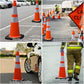 OrangeStar 6-Pack 28" Traffic Cones, Orange Safety Cones with Reflective Collars, Weighted Rubber Base for Construction, Parking Lot, Road Work, Flexible PVC, Indoor & Outdoor Use