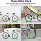 Adjustable Bike Parking Stand Fits 16-29 Inch Bicycles, Compatible with 23c-3.0 Tire Width – Heavy-Duty Plastic, Easy Installation, Stylish Two-Tone Design (Green&Purple)