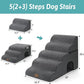 Extra Wide Dog Stairs with Tunnel, Detachable Large Pet Step for Small Medium Dog, Puppy or Cat, Ramp for High Bed, Couch, Sofa or Car, Stable, 19.7x33x22.4 inch, 5 Step, Dark Grey