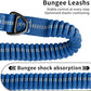 Heavy Duty Tactical Bungee Dog Leash, 4-6FT Shock Absorbing Tactical Dog Leash with 2 Padded Handles, Metal Carabiner Clip,Car Seatbelt, Reflective Dog Leashs for Medium Large Dogs (Blue)