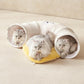 EHEYCIGA Cat Tunnel Bed for Indoor Cats, Cute Cat Donut Toy Tunnel for Small Large Cats with Washable Circle Cushion, Peekaboo Pet Cave Play Tunnel for Kitten, Puppy, Rabbit