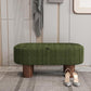 Bench with Storage 43 inch, Upholstered Corduroy Farbic Green Oval Footrest with Hidden Storage, Stool Modern Design Legs for Bedroom, Living Room, and Entryway Furniture Ottoman