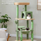 Cactus Cat Tree for Large Cats with Metal Plush Big Hammock, 56.3" Cat Tower for Indoor Cats with 2 Door Condo House, 6-Tier Cat Shelves with Scratching Posts and Large Top Perch,Green
