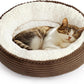 Love's cabin Round Donut Cat and Dog Cushion Bed, 20in Pet Bed for Cats or Small Dogs, Anti-Slip & Water-Resistant Bottom, Super Soft Durable Fabric Pet beds, Washable Luxury Cat Dog Bed Brown Stripe
