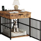 IRONCK Dog Crate Furniture for Small Dogs, Wooden Dog Kennel with Flip Top Drawer, Indoor Pet Crate End Table with Charging Station, Steel-Tube Dog Cage, Rustic Brown