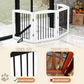 Freestanding Pet Gate for Dogs, Foldable Wooden Dog Gate for House, Indoor Dog Gate for Stair, Doorway, Gates for Dogs Indoor, 80 Inch Wide, 4 Panels 24",White