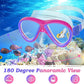 Kids Mask Fins Snorkel Set, Dry Top Snorkeling Gear for Kids Youth Boys Girls Junior Age 5-15 Tempered Glass Snorkel Mask Set Panoramic View Snorkeling Packages
