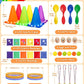 Eocolz 49PCS Carnival Games Outdoor Combo Set for Kids with LED Light, Plastic Cones Obstacle Course Bean Bags Balls Ring Toss Game Egg and Spoon Race Lawn Game, Gift for Birthday Party/Xmas/Easter