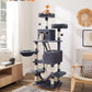 Feandrea Cat Tree, 66.1-Inch Large Cat Tower with 13 Scratching Posts, 2 Perches, 2 Caves, Basket, Hammock, Pompoms, Multi-Level Plush Cat Condo for Indoor Cats, Smoky Gray UPCT165G01