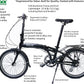 SOLOROCK 20" 8 Speed Aluminum Folding Bike - Wonder V Brakes, with Fenders & Alloy Rear Rack, Stainless Steel Spokes & Stainless Steel Fender Stays