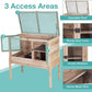 Guinea Pig Cage with Wooden Stand,Indoor Rabbit Hutch with 2 Stories,Hamster Cage with Anti Chew Ramp,Hideout, Platform, Pull Out Tray (Wood)