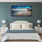 Jiuqinghua Canvas Prints Wall Art Blue Beach Ocean Landscape Paintings 1 panel Sunset Sea Waves Wall Decor Pictures Stretched and Framed for Living Room Bedroom and Office Decor Artwork 24x48inch
