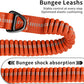 Heavy Duty Tactical Dog Leash, 4-6FT Shock Absorbing Bungee Leash with 2 Padded Handles, Metal Carabiner Clip, Car Seatbelt, Reflective leashes for Large Breed Dogs Medium Dog (Orange)