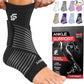 Sleeve Stars Ankle Brace for Women & Men, Ankle Wrap for Sprain, Compression Sleeve for Plantar Fasciitis Relief, Easy Customizable Support: w/ Removable Strap (Pair/M:10"-12"/Black)