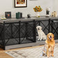 COZPAW 78 Inch Double Dog Crate Furniture, Extra Large Dog Kennel Indoor for Medium Large 2 Dogs, Heavy Duty Dog Cage Chew-Resistant Steel and Wooden Pet House with Removable Divider (Grey)
