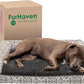 Furhaven Orthopedic Dog Bed for Large/Medium Dogs w/ Removable Bolsters & Washable Cover, For Dogs Up to 55 lbs - Plush & Southwest Kilim Woven Decor Sofa - Boulder Gray, Large