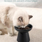 vancasso Ceramic Elevated Cat Bowls 2-Pack - 6.2" Extra Wide Raised Cat Food & Water Dishes, 5.1" Optimal Height Anti-Whisker Fatigue Shallow Bowls for Cats/Kittens/Dogs, Lead & Cadmium Free (Black)