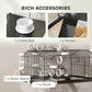 PawHut Large Hamster Cage with 12" Deep Tray, 2 Tier Gerbil Cage with Tube System, Water Bottle, Ramp, Feeding Bowl, 23" x 17" x 22", Black
