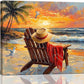 Beach Coastal Bathroom Pictures Wall Art, Seaside Ocean Bathroom Wall Decor, Sunrise Palm Framed Painting Canvas Artwork for Bedroom Living Room Decorations 24"L x 20"W