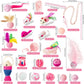 MALLMALL6 Cat Interactive Toys Set - 27Pcs Kitten Toys Stuff Pink Feather Teaser Wand Springs Mice Sisal Fish Crinkle Balls Bell Balls, Puzzle Gift Pack for Indoor Kitty Play Exercise