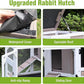 Wooden Rabbit Hutch with Two Story, Bunny Cage with Leak-Proof Trays, and Chew-Proof Ramp, Guinea Pig Cage with Wheels, Suitable for Indoor/Outdoor Use (Brown)