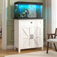 Suadism 20 Gallon Aquarium Stand With Charging Station, Farmhouse Fish Tank Stand, Reptile and Terrarium Stand with Drawer and Cabinet Storage, Sturdy Heavy Duty 27.6"15.7" - White