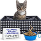 Pet Fit For Life - Vibrant Collapsible Travel Cat Litter Box - Portable, Foldable, Compact Design with Bonus Water Bowl - Ideal for Car & Camping - Reusable, Cats Safe - Black, (16"x12"x5")