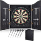Sisal Dart Board Cabinet Sets, Decorative Dart Boards for Adults [6*Steel Darts] - Wooden Dartboard Cabinet with Integrated Scoreboard for Family Game Rooms