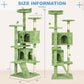 FDW Cat Tree 70in Cat Tower Multi-Level Durable Cat Scratching Post & Cozy Fun Cat Jumping Platform Space Saving Cat Condo Pet Play House for Indoor Cats,Green