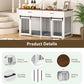 MUPATER 63" L x 23.6" W x 33.3" H Double Wooden Dog Cage Table with 2 Large Drawers & Safety Locks, Large Dog Crate Furniture for 2 Dogs with Removable Divider, Decorative Indoor Dog Kennel Furniture