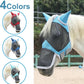Horse Fly Mask with Ears & Long Nose Cover | Forelock Opening for Tangle-Free Mane Care | UV Protection & Breathable Mesh | No Rub Fit and Enhanced Visbility for Trail Riding Paleblue Full