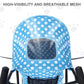 MoNiBloom 4 Wheels Pet Stroller, Easy-Fold Umbrella Shaped Dog Cat Jogger Stroller w/Storage Bag & Visible Mesh for Small/Medium Dogs Cats Sky Blue Polka Dots