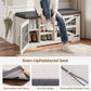 Farmhouse Storage Bench with Cushion, Metal and Wood Shoe Rack Organizer, Adjustable Shelf, Shoe Cabinet with Half Hidden Storage Space, for Entryway, Bedroom, Living Room (Old White, 43.3in)