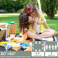 Waterproof Picnic Blanket 80" x 80" in Portable with Carry Strap for Beach Mat or Family Outdoor Camping Party, Park Blanket for Grass Park, Hiking, Travel, Concerts (Green&White, 80" x 80")