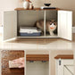 Feandrea Cat Litter Box Enclosure, Litter Box Furniture Hidden with Removable Divider, Indoor Cat House, End Table, 31.5 x 20.9 x 19.7 Inches, Honey Brown and Rustic White UPCL002P01