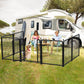 Dog Playpen 48inch 12 Panels, Puppy Playpen Indoors, Dog Fence Outdoor for Yard, Wide Door Low Threshold Garden Fence for Medium/Large Pets. Black Dog Pens Total 26.6 Ft(L)