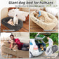 Human Dog Bed for Adults & Pets, 63"x32"x10" XL Faux Fur Nap Bed with Pillow, Blanket & Strap, Orthopedic Washable Lounger for Sleeping, Relaxing, Cuddling – Beige