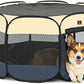 A4Pet Collapsible Playpen, 39.5” Portable Dog Playpen with Bowl, Suitable for Puppies, Kittens, and Small Animals, Removable Zipper & Mesh Panel(16”W × 10”H)